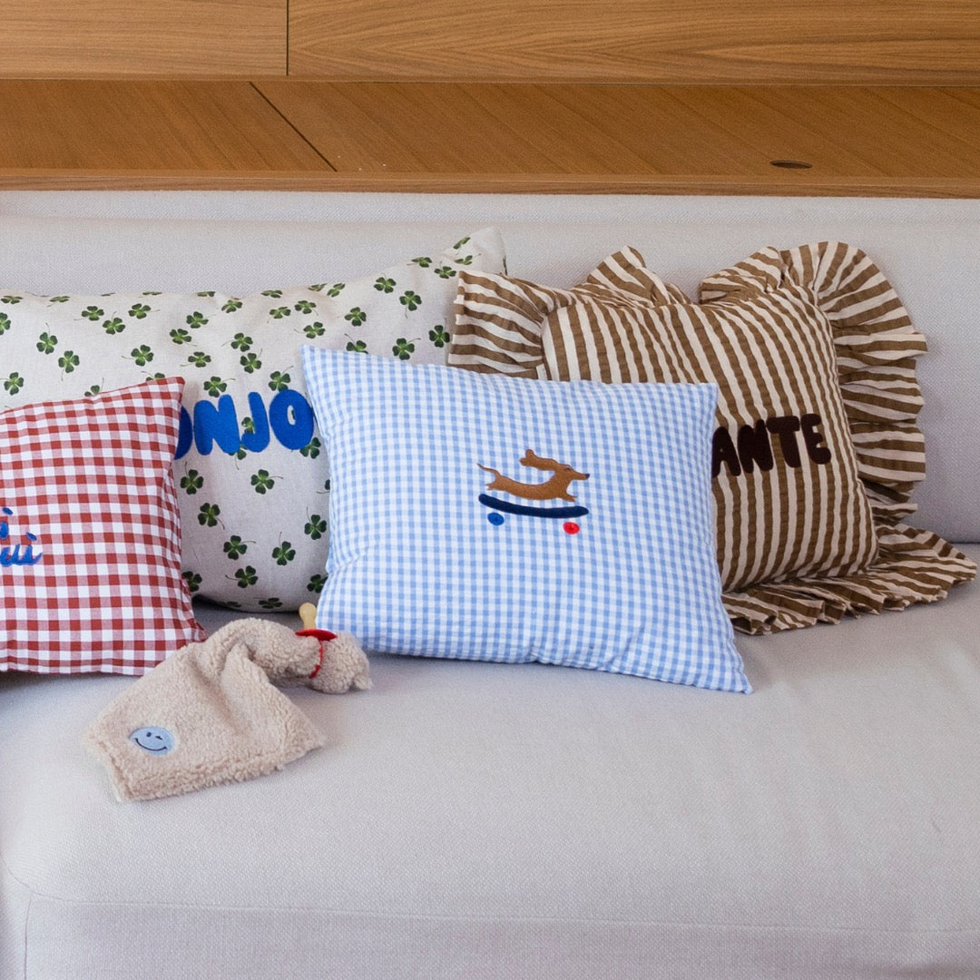 Cushion checked | Baby Blue