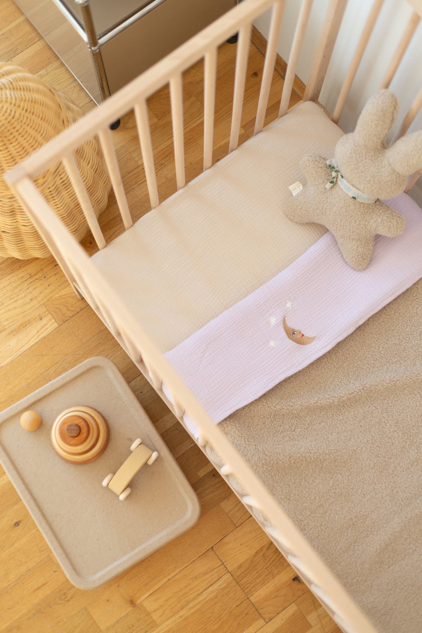 Fitted sheet cot bonjour beige