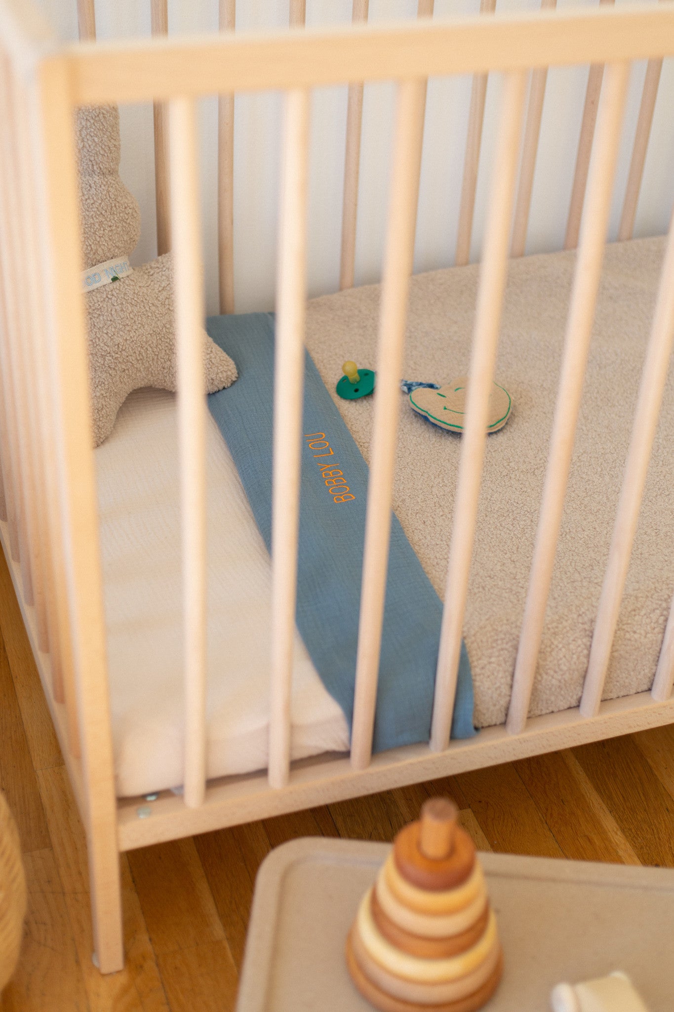 Flat sheet cot misty blue