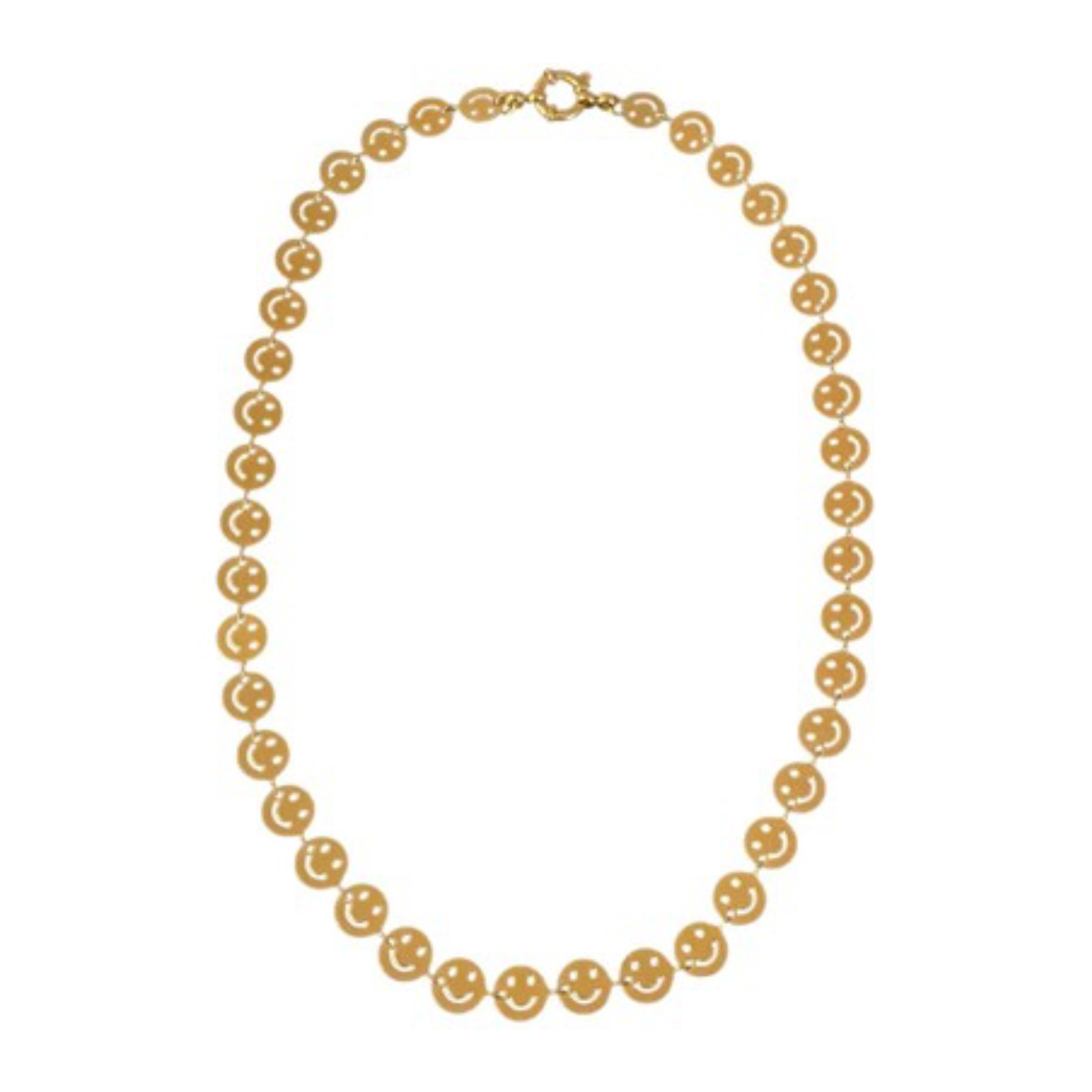 Een gouden ketting met smiley erop