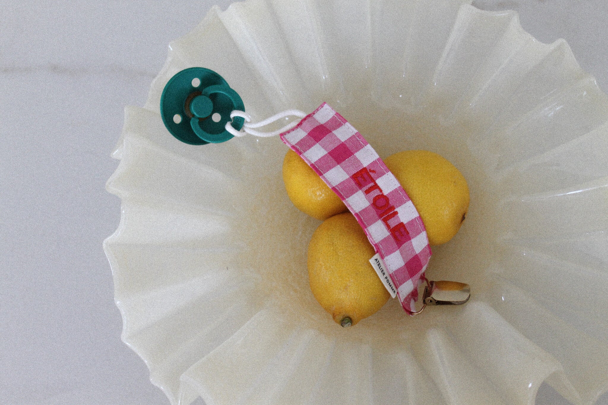 PACIFIER CORD CHECKED | BLOWY BUBBLEGUM