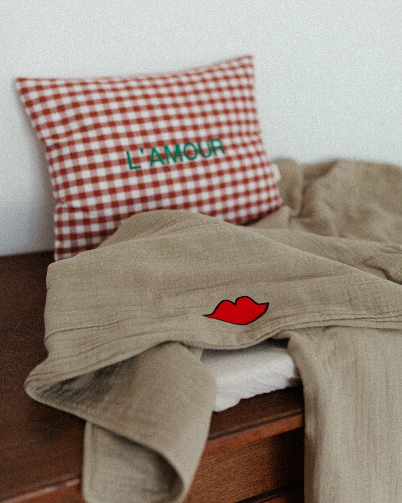 groot groen laken van katoen gepersonaliseerd met icoon