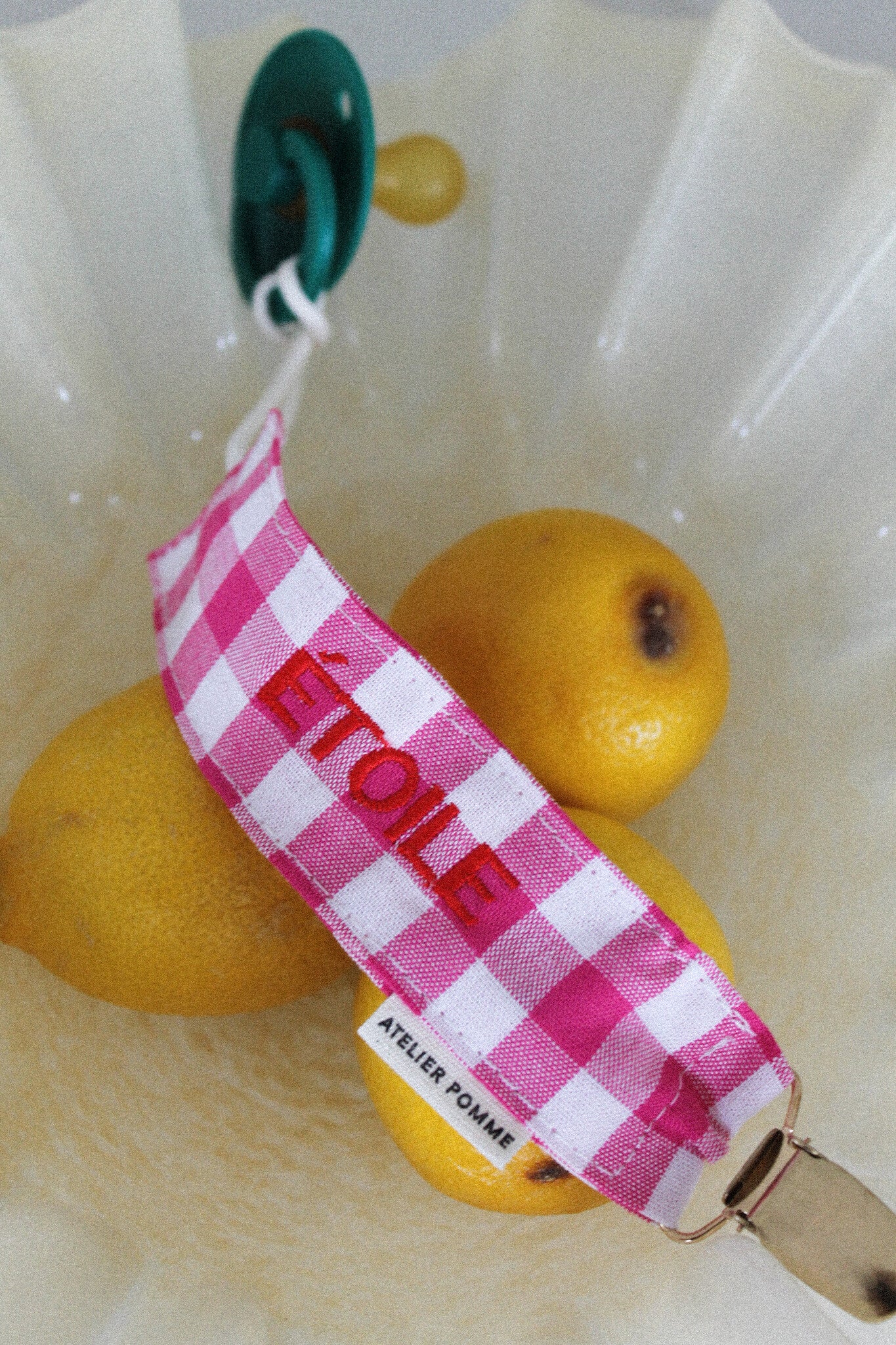 PACIFIER CORD CHECKED | BLOWY BUBBLEGUM