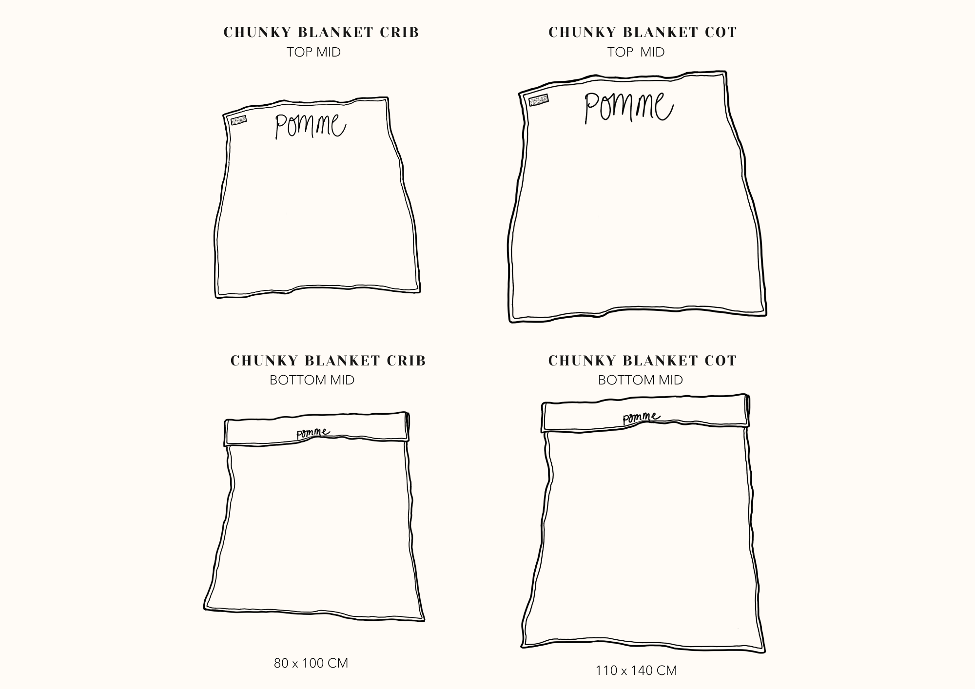 tekening van maten babylaken