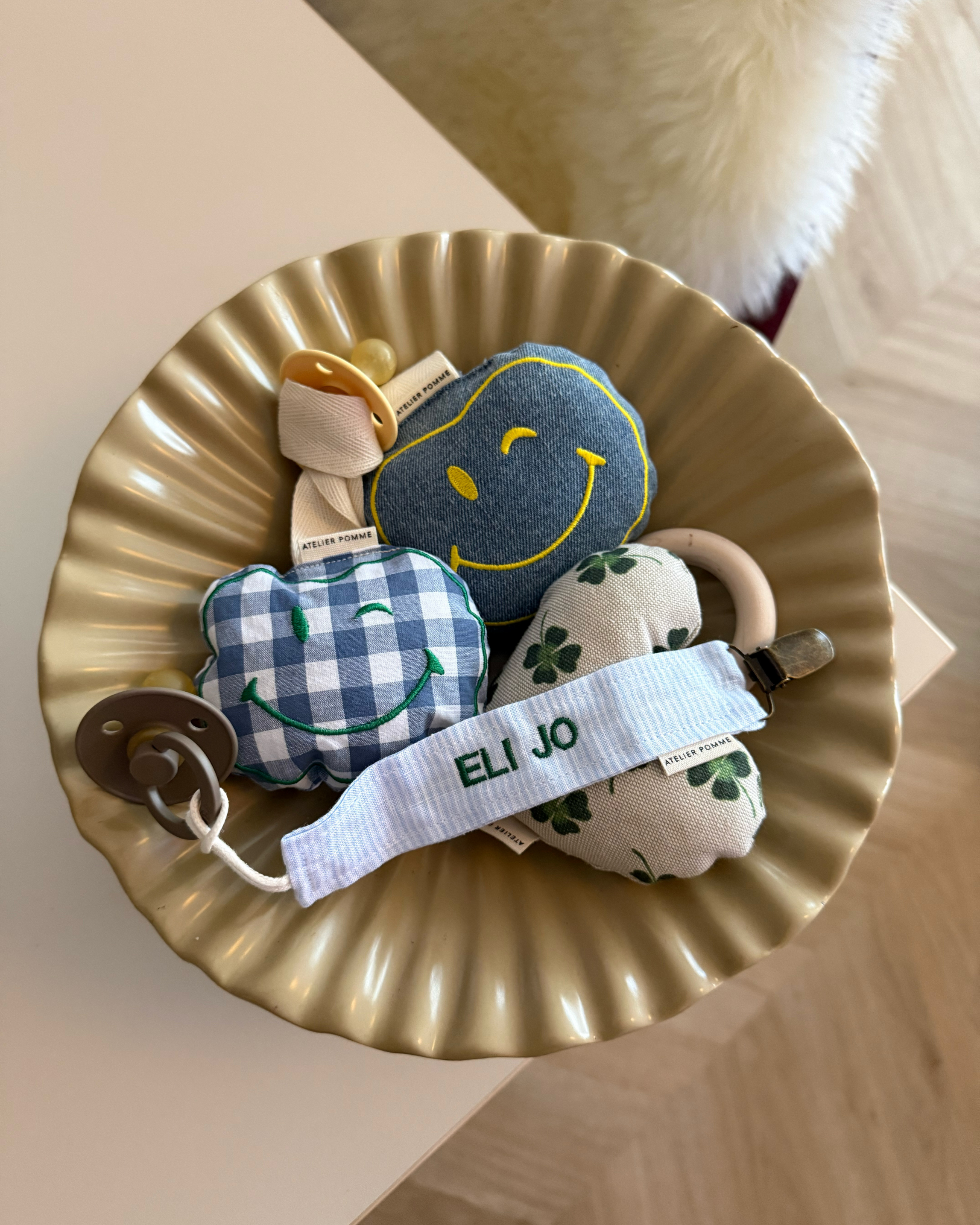 SPEENDOEKJE POMME | CHECKED MISTY BLUE