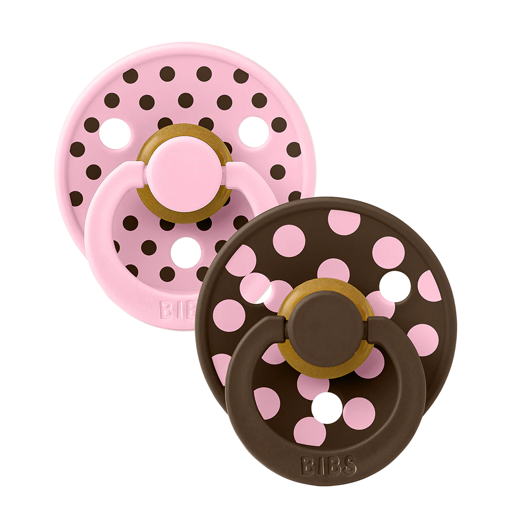 Bibs Pacifier Set | Polka Pinky & Chocolate
