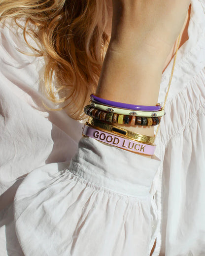 Enamel bangle met zirkonia | Gebroken wit