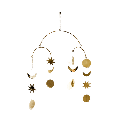Brass mobile moon and stars 