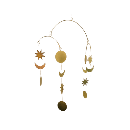 Brass mobile moon and stars 