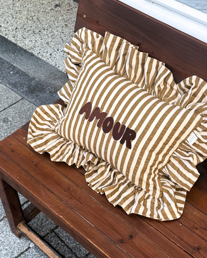 CUSHION | RAYURE FRILL FINE BROWN