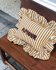 CUSHION | RAYURE FRILL FINE BROWN
