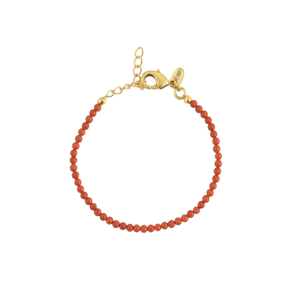 Fine round Coral Gemstone bracelet