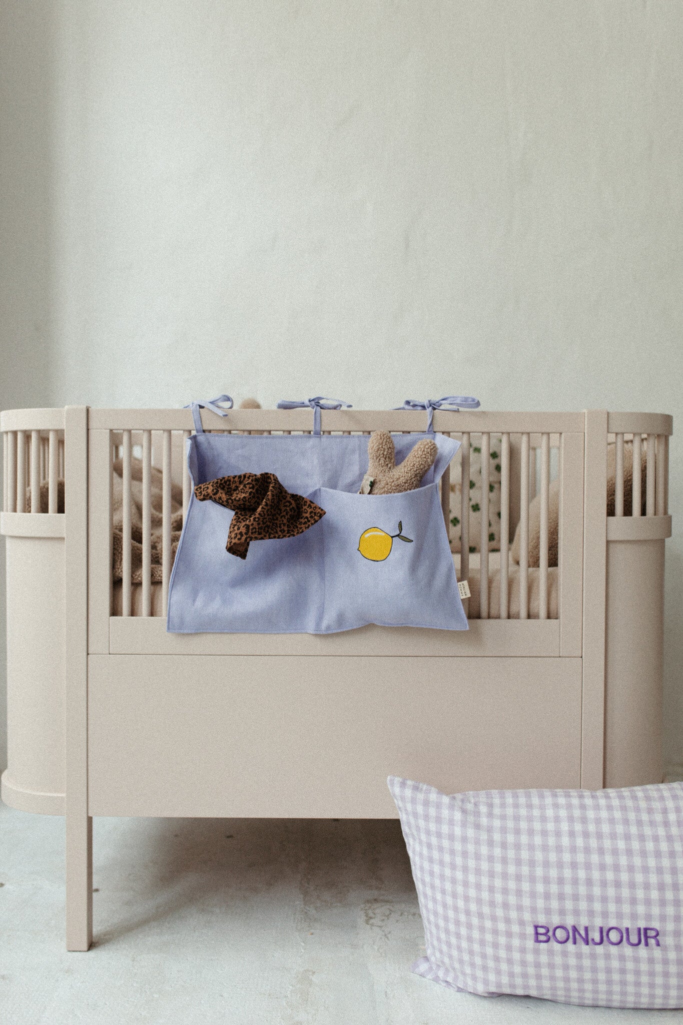 Linen bed pocket lucky lila 