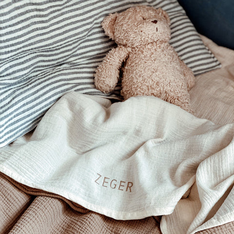 MUSLIN BED SET FINE BROWN | CRIB