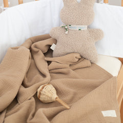 MUSLIN BLANKET FINE BROWN | CRIB