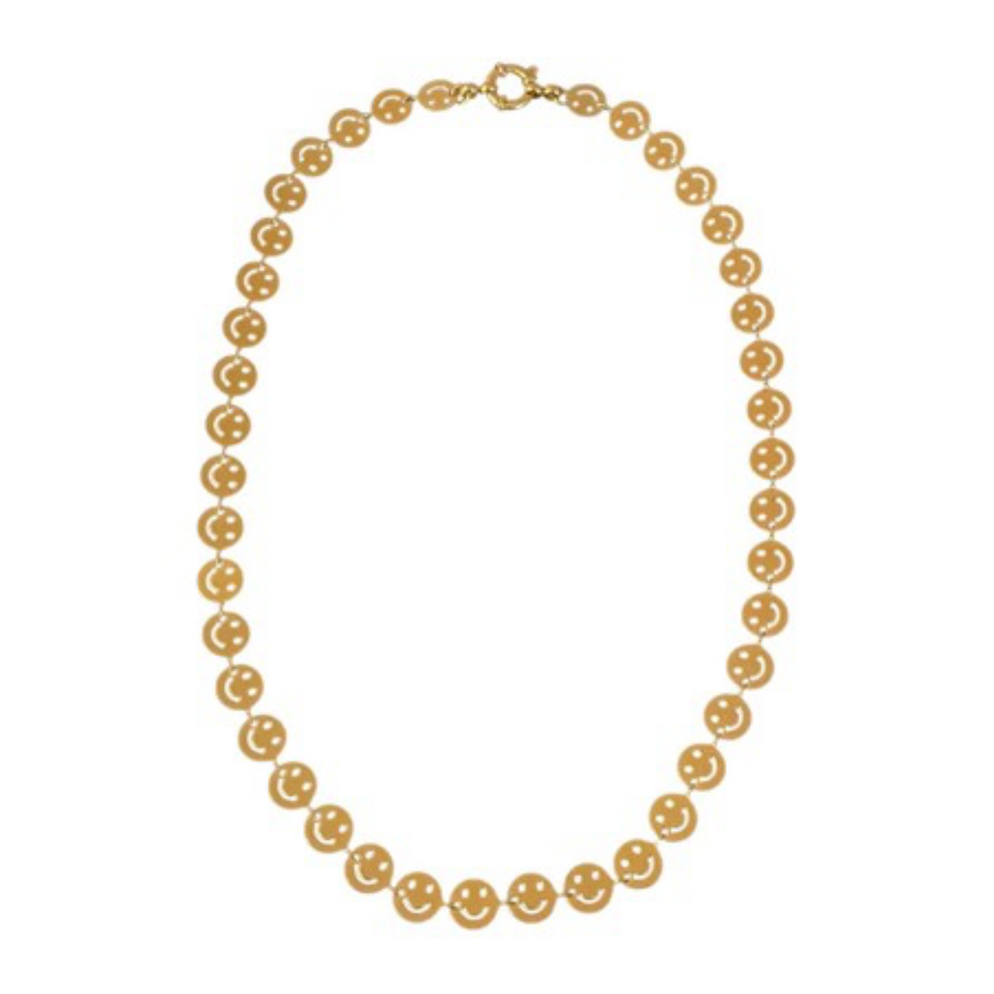 Een gouden ketting met smiley erop