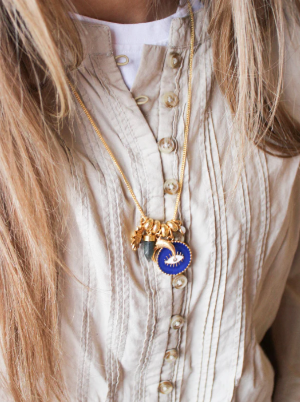 GOLD EYE CHARM BLUE
