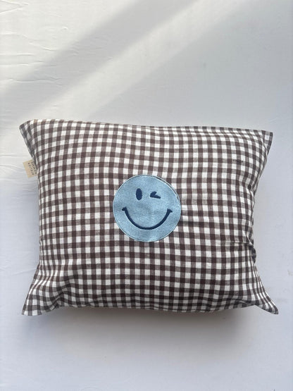 SAMPLE SALE |Cushion Checked Brown Smiley 30x40