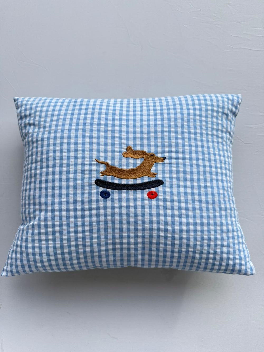 SAMPLE SALE |Cushion Checked Blue Petit Sausage 30x40