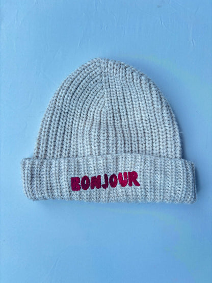 SAMPLE SALE |Beanie Bonjour Beige 6/12 maanden