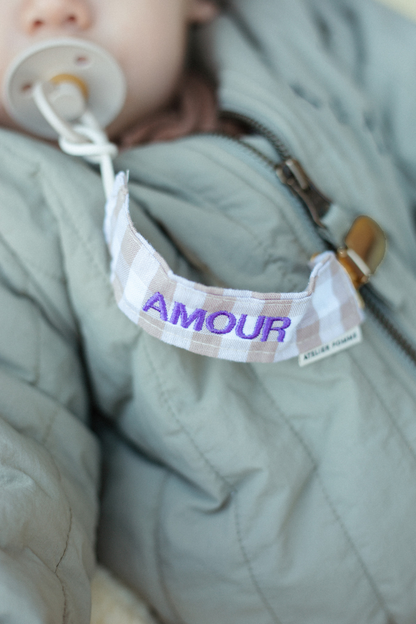 PACIFIER CORD CHECKED | BONJOUR BEIGE