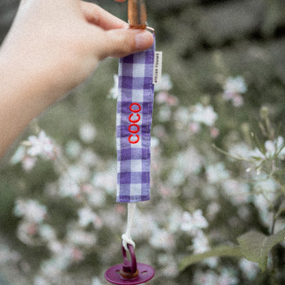 PACIFIER CORD  CHECKED | PURPLE RAIN
