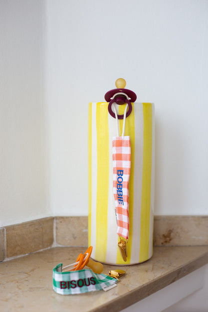 PACIFIER CORD  CHECKED | OOPSY ORANGE