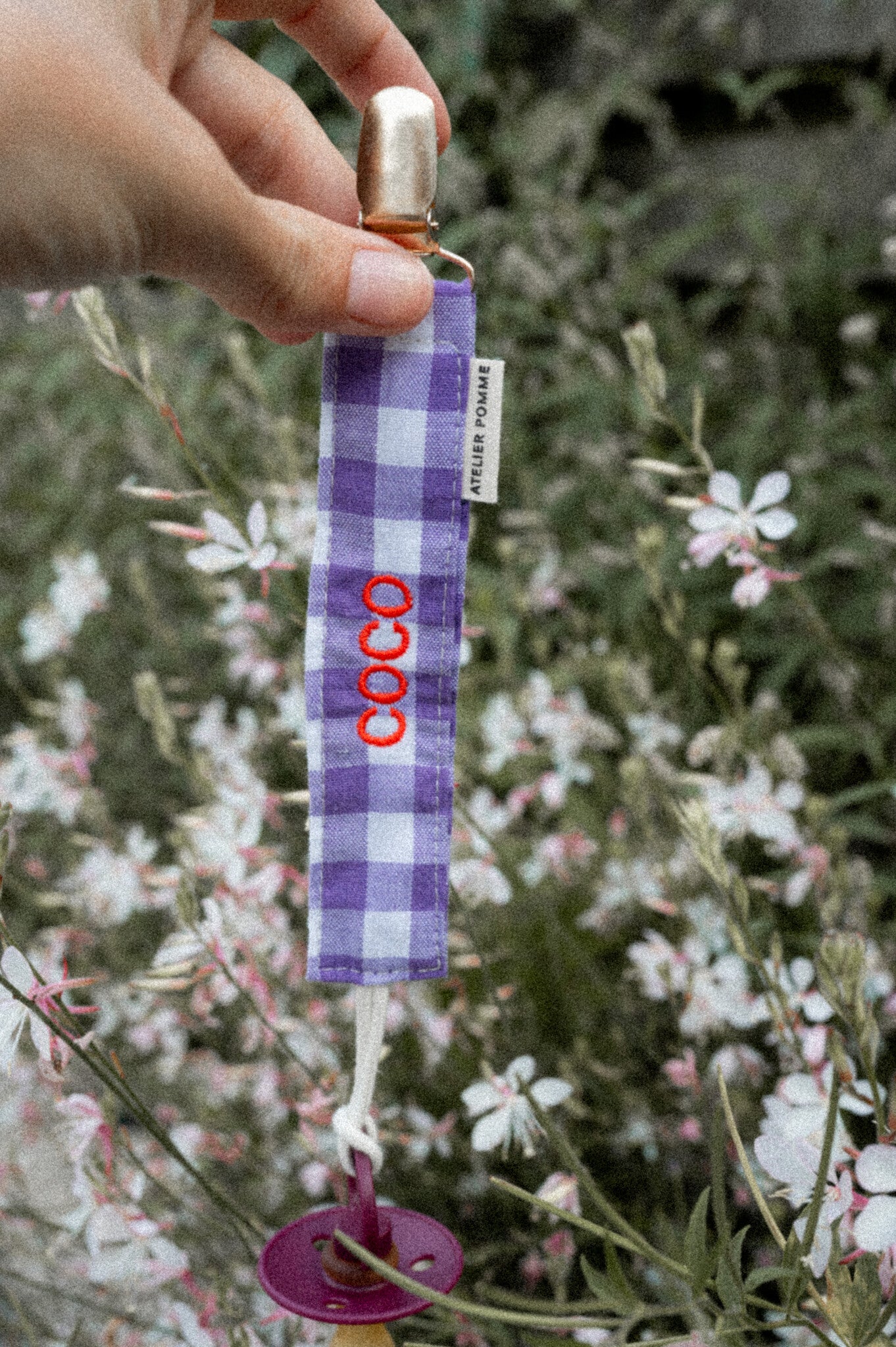 PACIFIER CORD  CHECKED | PURPLE RAIN