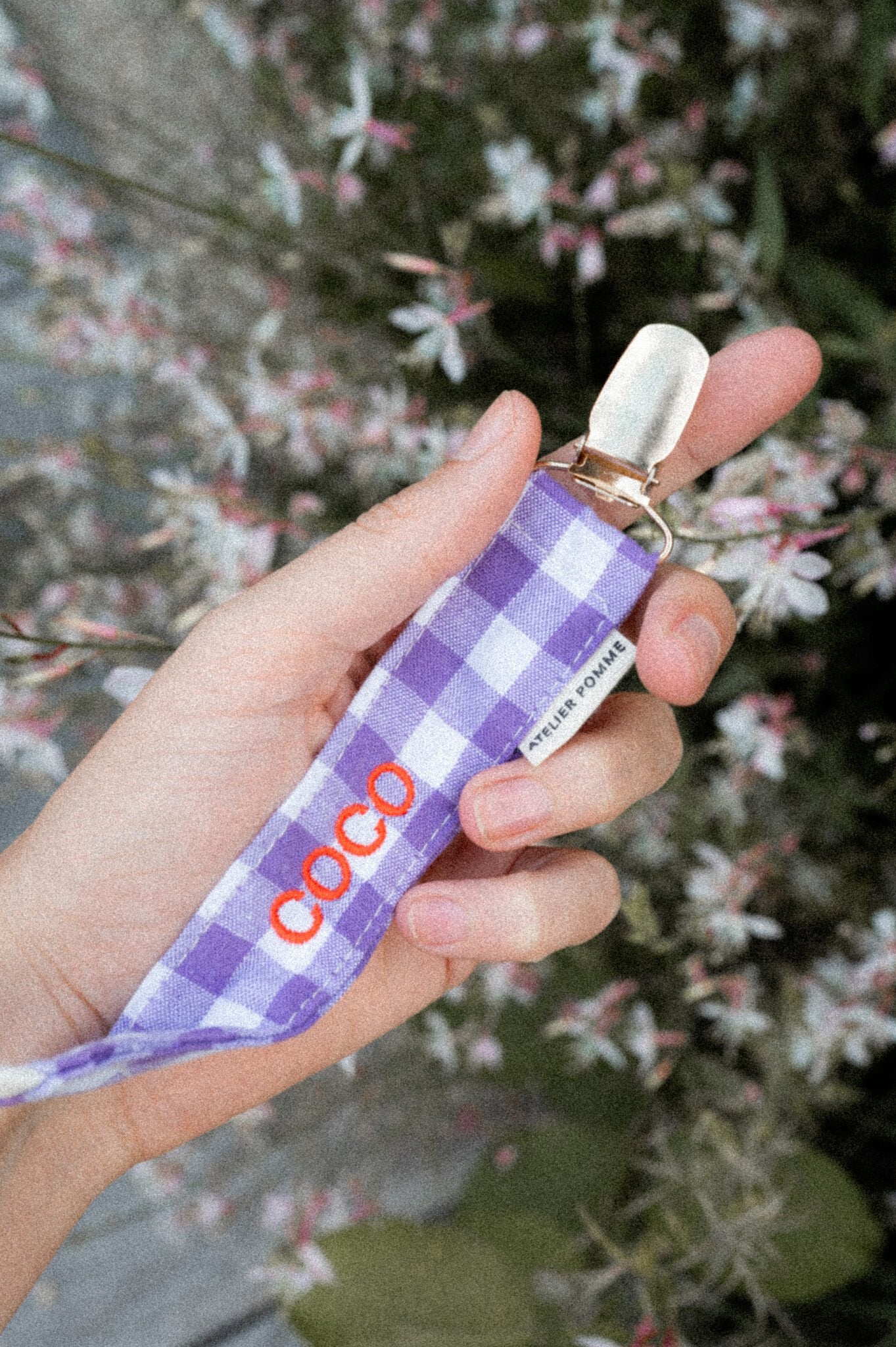 PACIFIER CORD  CHECKED | PURPLE RAIN