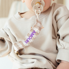 PACIFIER CORD CHECKED | BONJOUR BEIGE