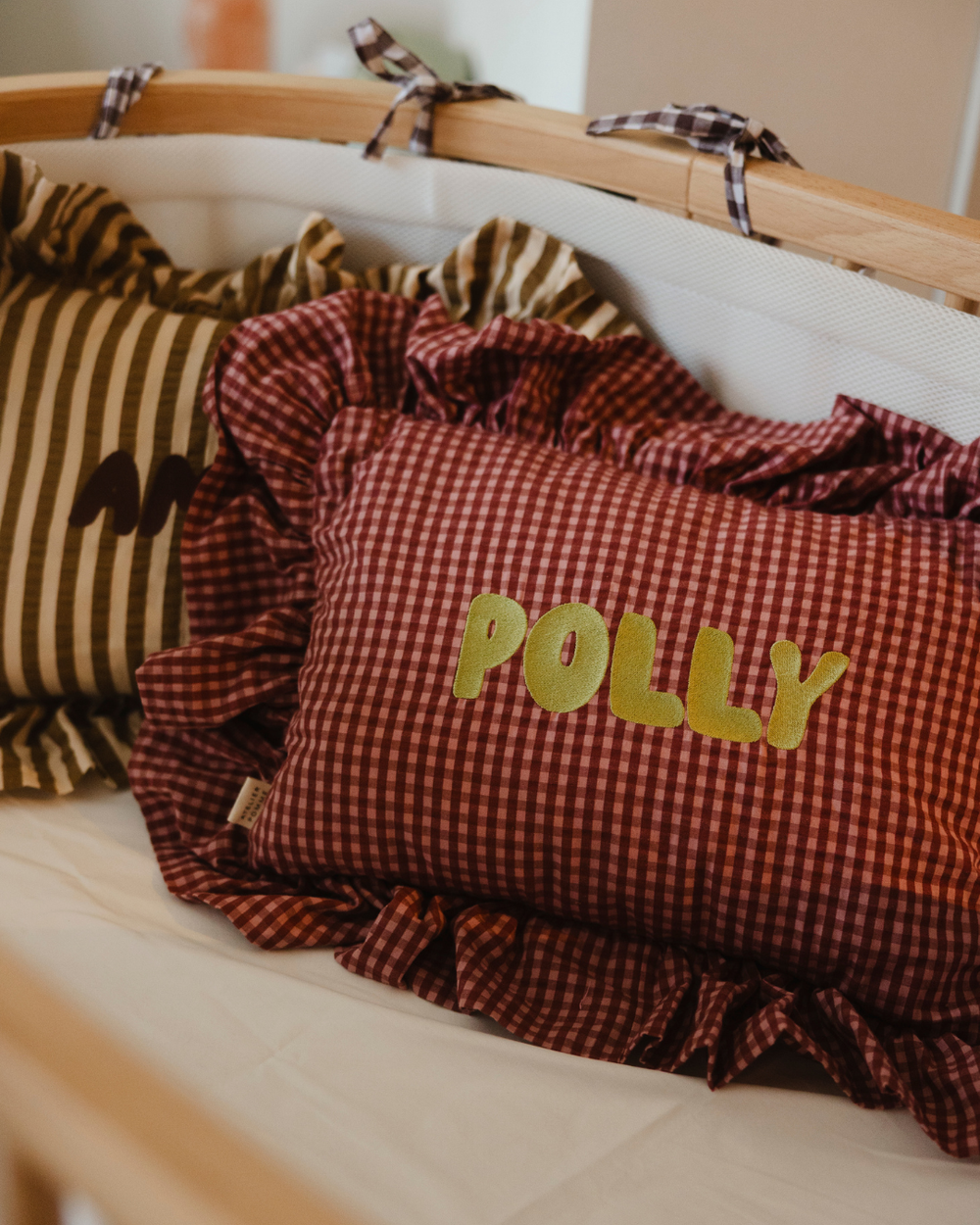 Cushion Vichy | Ruffle Burgundy Boo